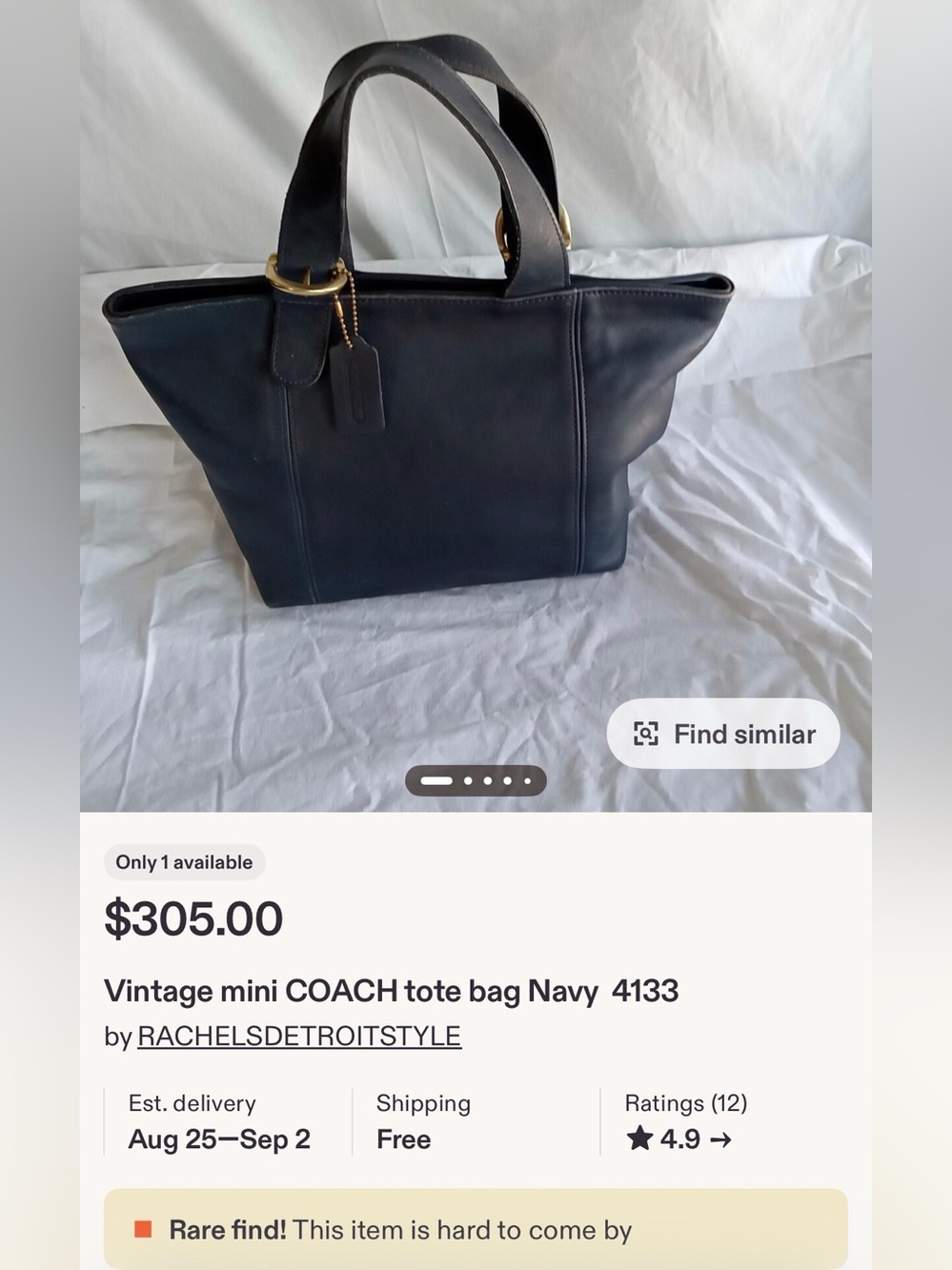πVintage!! Coach mini Waverly navy blue leather with a gold hardware - Picture 14 of 14